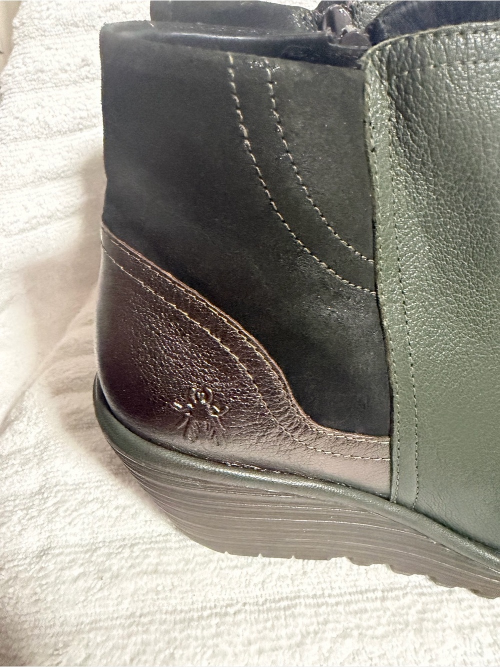 Fly London Women Leather Ankle Boots Olive Green Size 41 US 10 - Picture 4 of 8